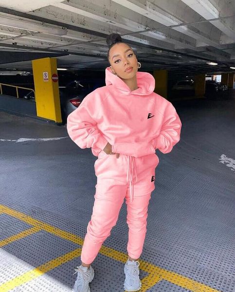 

autumn winter women tracksuits designer white black fashion hooded sweatshirt suit logo print hoodie jackets pants two piece outfits female, Gray
