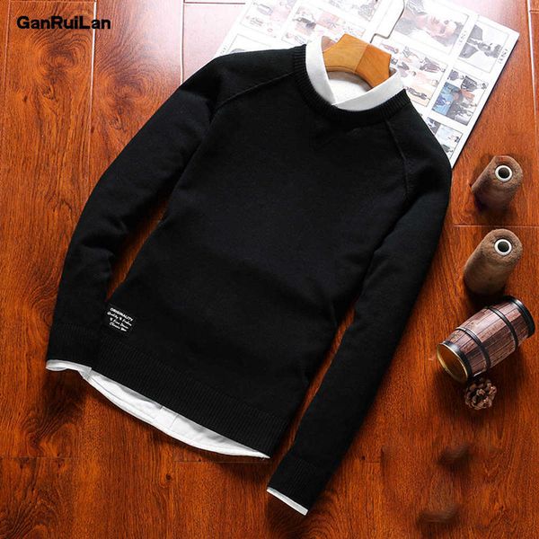

men's sweaters 2022 new fashion sweaters men fashion style autumn winter patchwork knitted quality pullover men o-neck casual men sweat, White;black