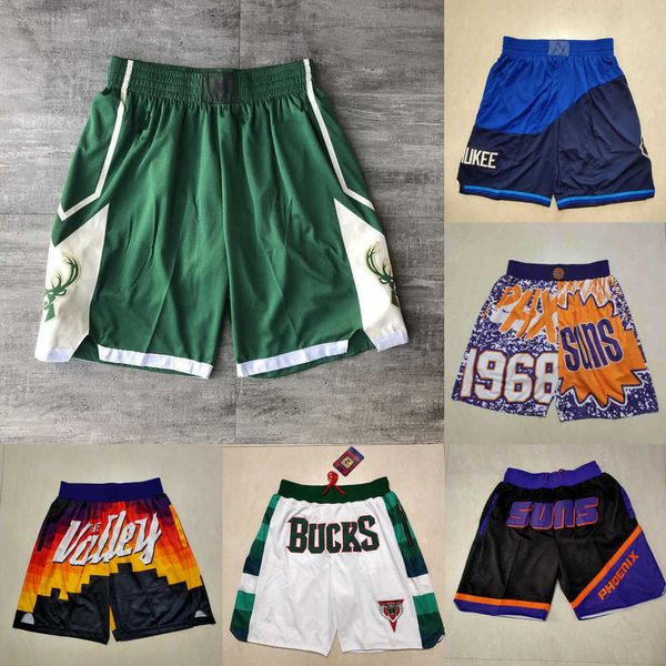 

phoenix''suns''men milwaukee''bucks''men throwback basketball shorts pocket, Black