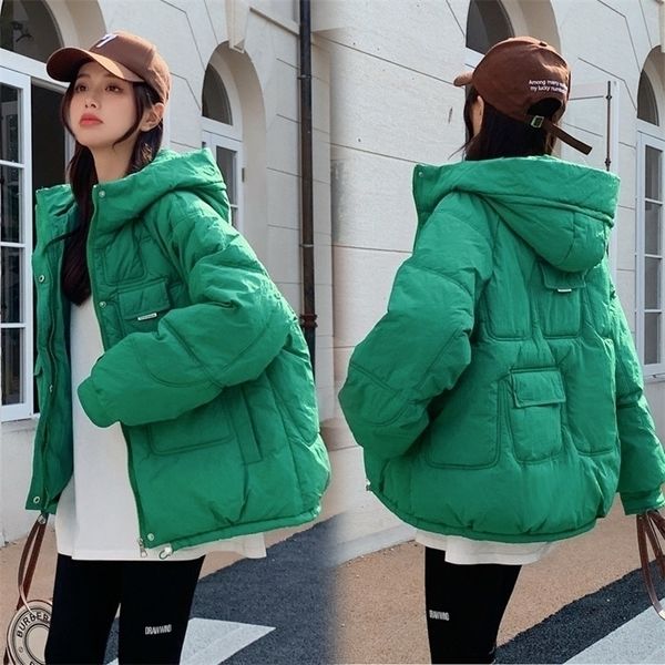 

womens down parkas european station winter small cotton clothes hooded bread clothes fashion warm jacket korean version 220929, Black