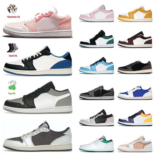 

authentic jumpman 1 1s basketball shoes dark mocha ts x cactus jack tropical twist shadow toe unc black white sports trainers