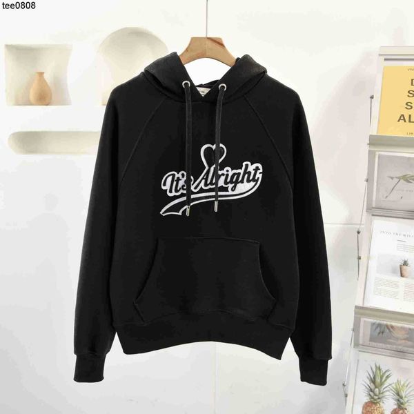 

amis same hoodie style for stars mainland same capsule series love letter hooded sweater for women in autumn and winter, Black