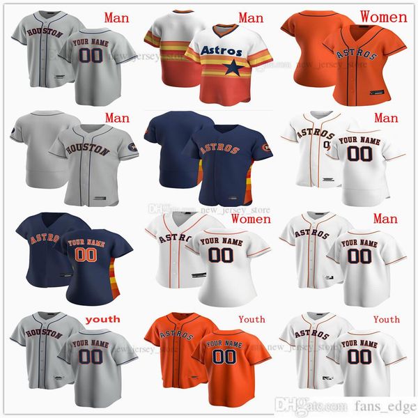

college wear custom mens kids women baseball jersey george springer lance mccullers jr. nolan ryan yordan alvarez jeff bagwell craig biggio, Black