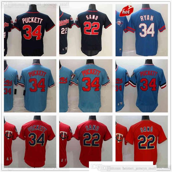 

college wear stitched 2021-22 baseball 22 miguel sano jerseys red white blue 34 kirby puckett black gold jersey blank no number name for man, Blue;black