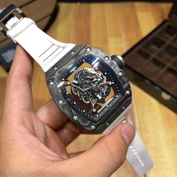 

richa milles carbon fiber hollow out personalized light sports fashion mens automatic mechanical watch cool atmosphere, Slivery;golden