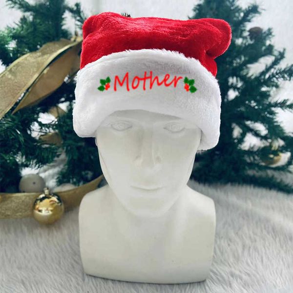 

christmas hat family high-end short plush hat decorations red, Golden;white