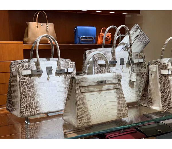 

mingyuan birkins bags designer 2022 herme new women's himalayan crocodile leather 30cm silver buckle handheld