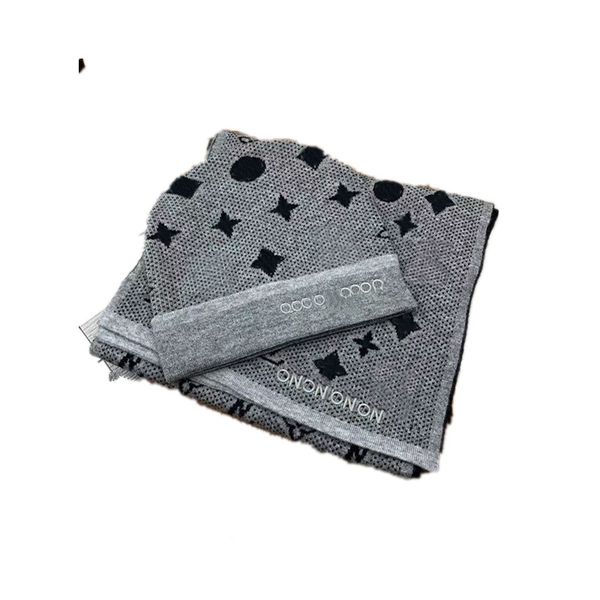 

2022autumn europe designer men scarf and hat classical fashion set women winter cotton wool beanie ladies wrap scarves, Blue;gray