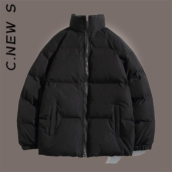 

womens down parkas c s winter elegant women jacket korean style laisure coat fashion jacket cotton simple parkas casual warm streetwear 220, Black