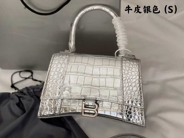 

home b 2022 leather designer bbalencaigss bags female hourglass bag crocodile pattern fashion versatile one shoulder messenger handbag rewn