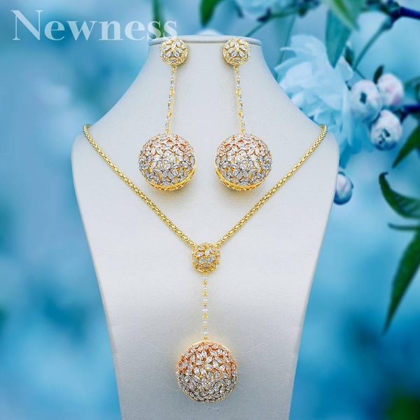 

wedding jewelry sets ness luxury disco balls nigerian necklace earring for women indian dubai bridal 220929, Slivery;golden