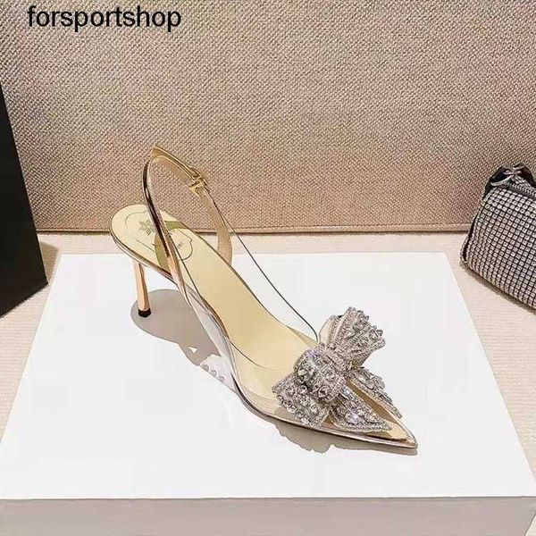 

luxury designer sandals rhinestone bow sandal women summer new fairy style pointed high heel shoes bridesmaid stiletto slippers, Black