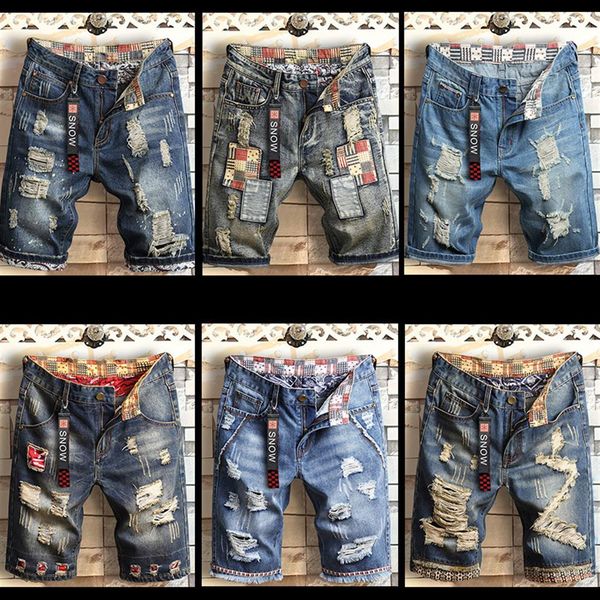 

men's stretch short jeans fashion casual slim fit elastic denim brand clothes shorts male310t, Blue