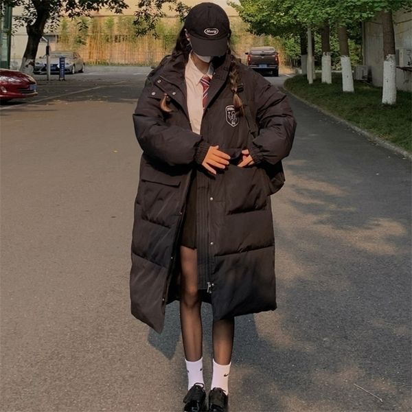 

womens down parkas winter coat womens thickened warm down cotton midlength coat parka womens casual loose korean winter coat women 220929, Black