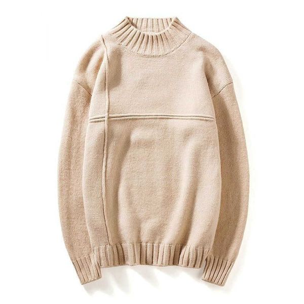 

men's sweaters 2021 new autumn winter men fashion sweater male turtleneck solid color loose casual large size men's knitted pullov, White;black