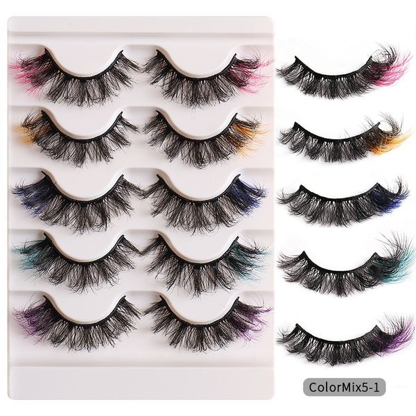 

hand made reusable colorful false eyelashes messy crisscross curly thick multilayer color mink fake lashes full strip lash 3 models easy to