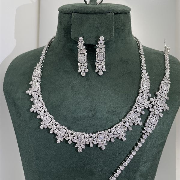 

wedding jewelry sets jankelly trendy fashion 2pcs luxury waterdrop indian for women party dubai bridal jewelry 220929, Slivery;golden