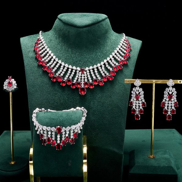 

wedding jewelry sets injewelife luxury bridal necklace set for women cubic zirconia engagement party accessories 220929, Slivery;golden