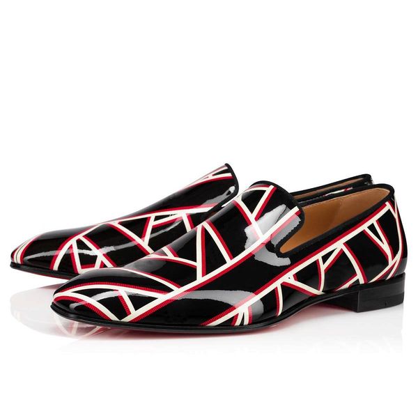 

luxury sneakers dress shoes men casual shoes bottom pointed black suede patent leather rivets flash fashion designer