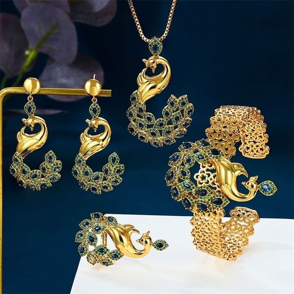 

wedding jewelry sets charms 3pc bracelet ring earring set for women bridal cubic zircon dubai party wedding gift 220929, Slivery;golden