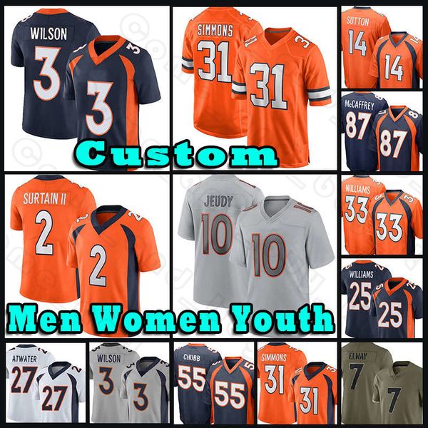 

3 russell wilson football 10 jerry jeudy denver jerseys justin simmons patrick surtain ii broncos javonte williams bradley chubb brandon mcm, Black;red
