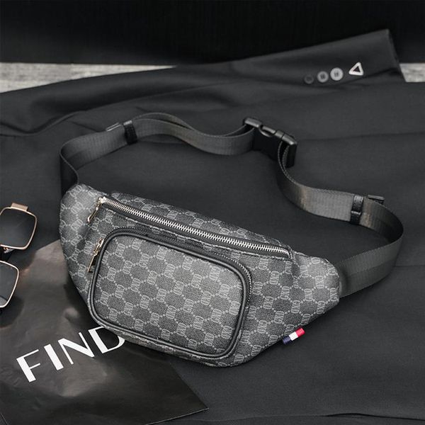 

fashion leather chest bag men mini crossbody shoulder bags waist pack sling men's fanny purse lattice murse phone pouch248j