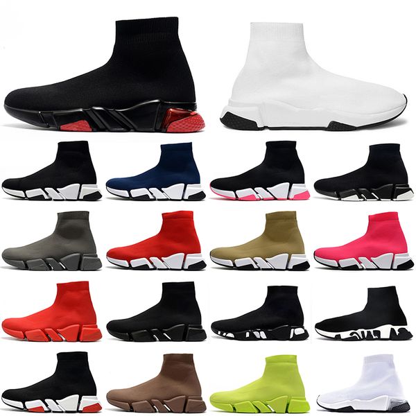 

fashion platform designer slip-on ankle boots for women mens clear sole black white red buttom navy blue gitter graffiti triples trainers sn