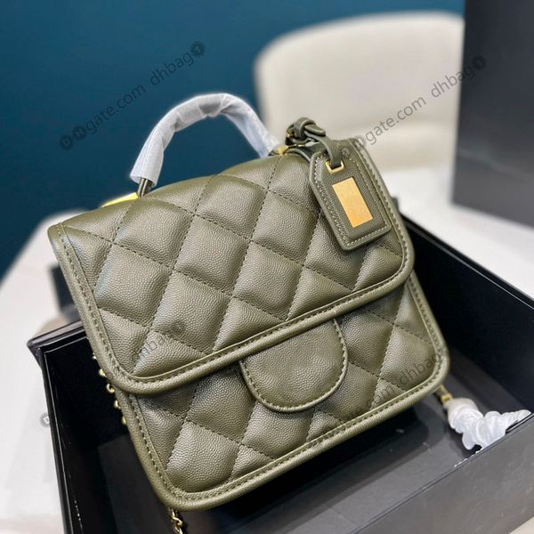 

luxury mini flap ladies square designer bags wallet green black real leather gold-tone hardware handbags outdoor packs portable multi pocket