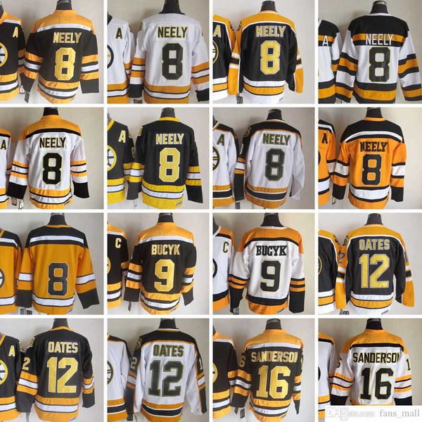

movie ccm vintage ice hockey 8 cam neely jerseys stitched 9 johnny bucyk 12 adam oates 16 derek sanderson jersey black white 75th yellow men, Black;red