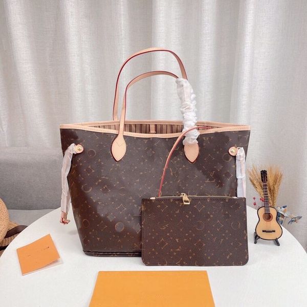 

classic designer never tote bag purse women 2 pcs set shopper evening bags luxury fashion shoulder handbag monograms epi leather checked au1
