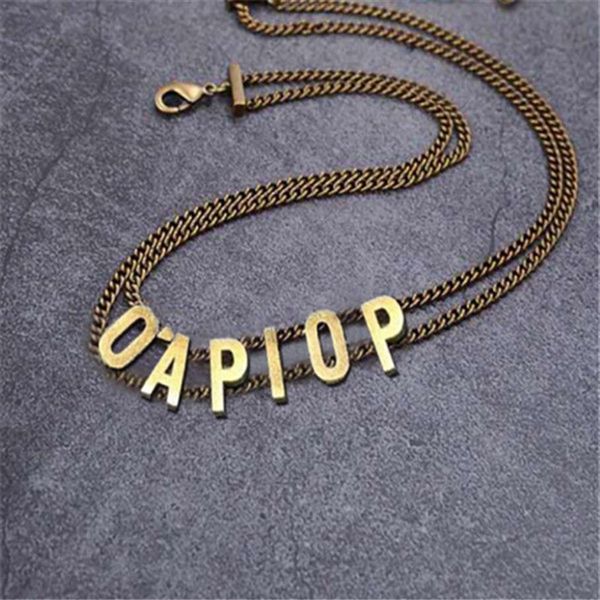 

fashion initial letter choker necklace bijoux cuban link iced out pendant chains for lady womens party wedding lovers gift jewelry203d, Golden;silver