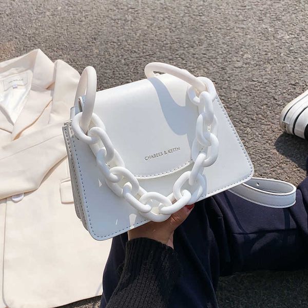 

women's pu belt bag in summer 2021 uniform color thick chain small handbag
