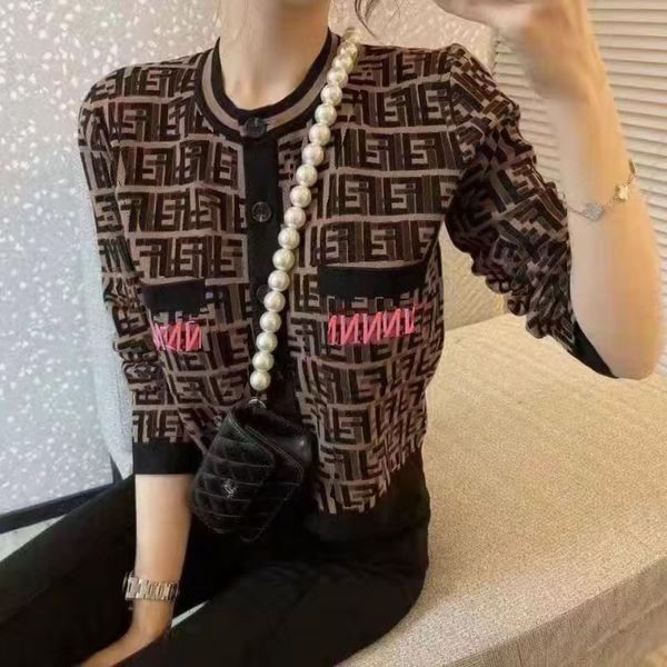 

designer womens sweaters fend clothing cardigan long sleeve letter women casual sweater knitted hip hop fendy, White;black