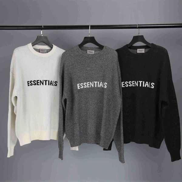 

mens sweaters essential designer double fashion brand chest letter high street tide fog crew neck sweater, White;black