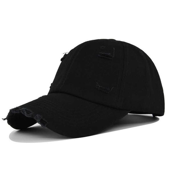 

ball break holes solid baseball caps for men women washed cotton look old cap korean fashion trucker hat summer sun hats 54-60cm 0929, Blue;gray