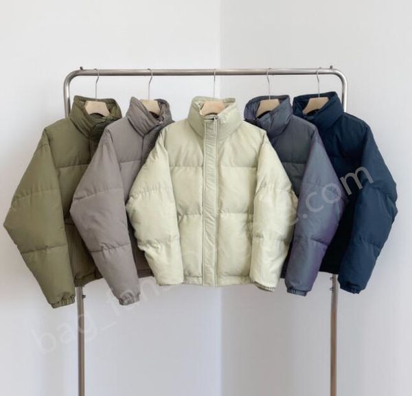 

fashion down jackets women men's coats winter warm stand collar coat pure color jacket, Black