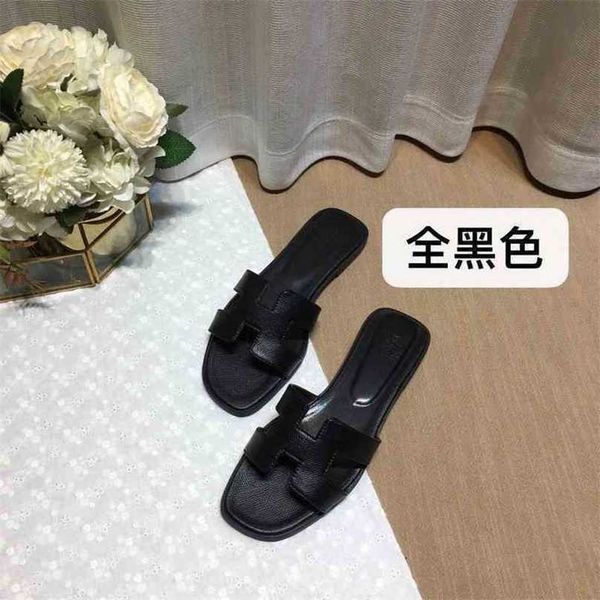

women's slippers h 2022 digner women herme sandals slippers organ summer wear leater flat beac l7ru, Black