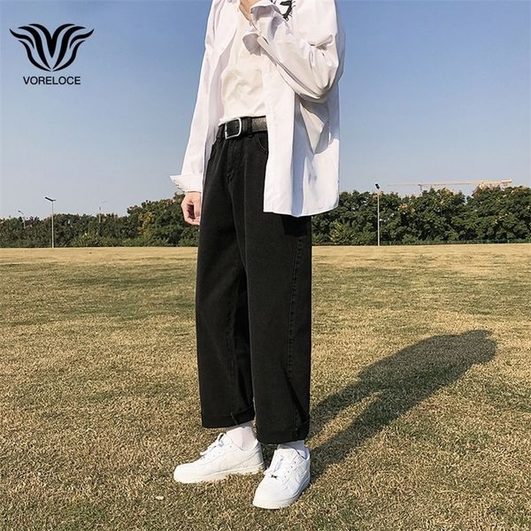 

mens jeans spring and autumn mens straight hip hop jeans streetwear loose casual wide leg pants male brand trousers light blue black 220929