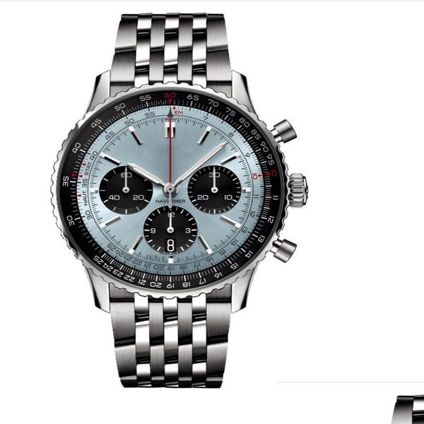 

women's watches nacitimer b01 fashion business chronograph 47mm dial panda eye belt mens quartz wrist watch watches drop de w250j, Slivery;golden