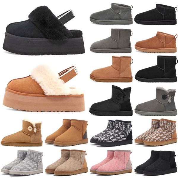 

snow boots sneakers winter boot designer aus women booties classic ankle bailey bow chestnut short 35-43, Black