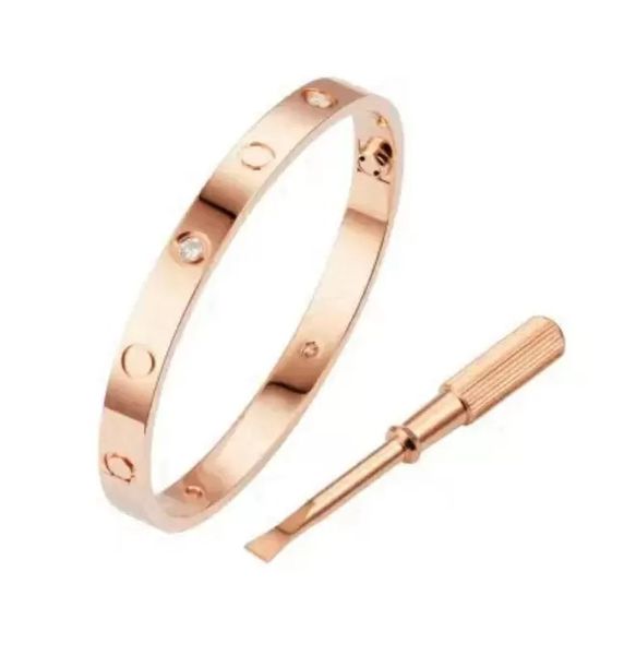 

thin love bracelet with screwdriver 6 diamonds bangles designer luxury jewelry mens and womans 3.65mm rose gold platinum bracelets for women, Black