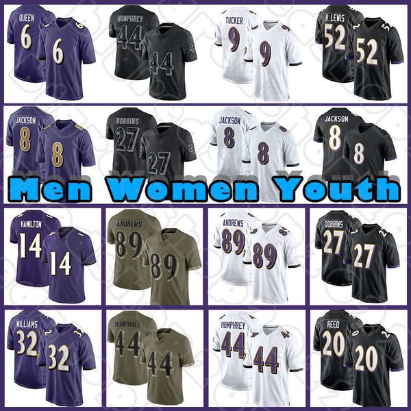 

8 lamar jackson 89 mark andrews 14 kyle hamilton football justin tucker jerseys ray lewis patrick queen baltimores raven marlon humphrey j.k, Black;red
