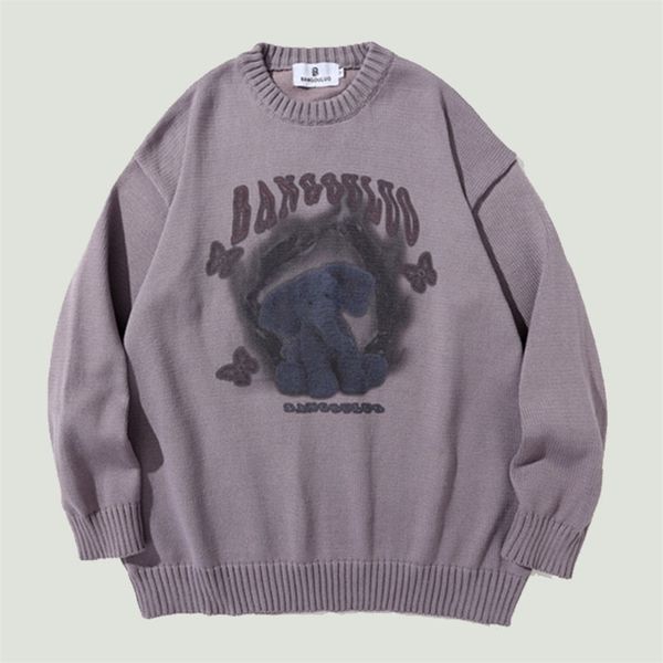 

men's sweaters fashion streetwear knitted sweater men women hip hop graffiti animal printed oversize casual o-neck pullover couple clo, White;black