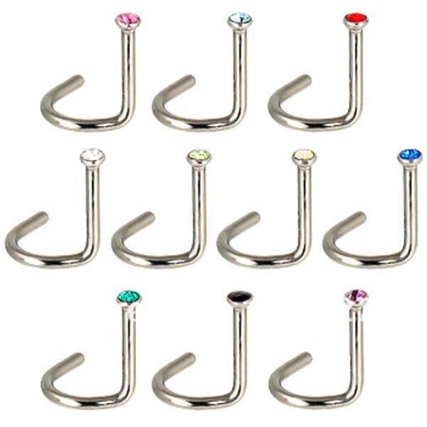 

labret lip piercing jewelry belly chains highly polished g23 body jewelry gem nose stud nostril screw 20g mixed colors 220930, Black