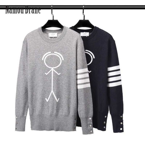

men's sweaters 2022 men pullover wool sweater o-neck casual knitted small cartoon men long sleeve sweatshirt korean design t220928, White;black