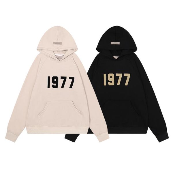 

spring new pullover hoodies men and women oversize stranger printed 1977 round neck long sleeves things fleece sweatshirt loose streetwear h, Black