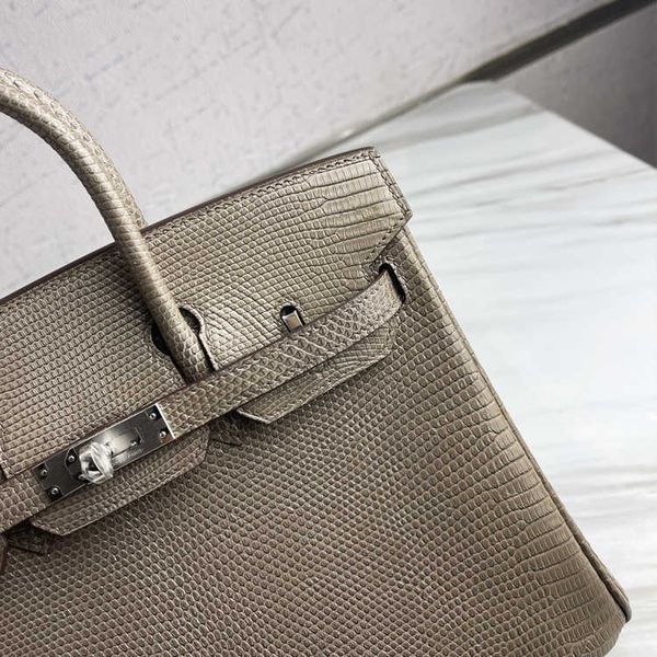 

designers handbags herme birkin designer bags high end handmade lizard leather bag elephant grey indonesia h-25 beeswax line large capacity
