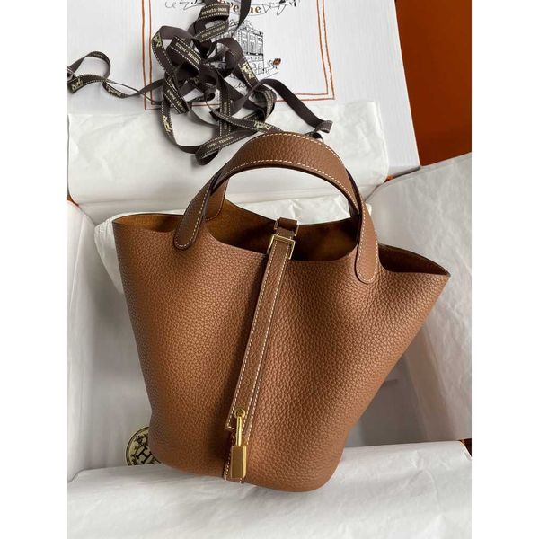 

leather designer bags picotins basket lock handbag hemees vegetable basket handbag leather gold brown buckle original quality fashion bags d