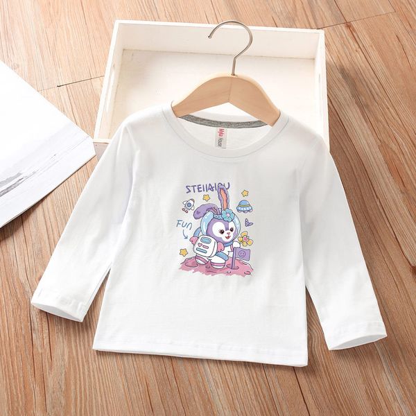 

disney warm long sleeved t-shirt pure cotton spring and autumn round neck rabbit printing base coat cute pretty, Blue