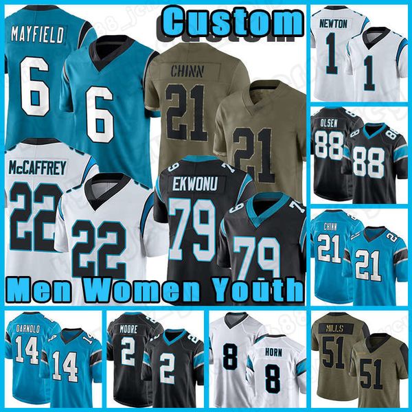 

baker mayfield christian mccaffrey cam newton sam darnold jersey matt corral football dj moore ikem ekwonu jaycee horn greg olsen panther sa, Black;red
